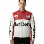Marlboro Race Motorbike Biker Cowhide Leather Jacket