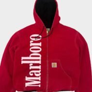 Marlboro x Carhartt Red Cropped Hooded Jacket - Image 2