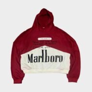 Marlboro Red & White Cropped Hoodie