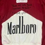 Marlboro Red & White Cropped Hoodie - Image 2