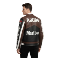 Marlboro Black and Brown Biker Leather Jacket - Image 2