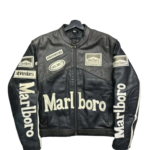 Marlboro Black Racing Motorcycle Leather Jacket