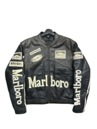 Marlboro Black Racing Motorcycle Leather Jacket