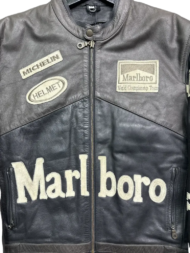 Marlboro Black Racing Motorcycle Leather Jacket - Image 3
