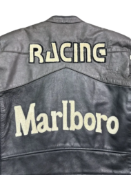 Marlboro Black Racing Motorcycle Leather Jacket - Image 4